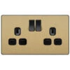BG Evolve Satin Brass 13A Double Socket PCDSB22B 2 BG Evolve Satin Brass 13A Double Socket PCDSB22B -RS Electrical Supplies BG Evolve Satin Brass Double Socket PCDSB22B Available from RS Electrical