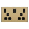 BG Evolve Satin Brass 13A Double USB Socket With 22W A+C Ports PCDSB22UAC22B -RS Electrical Supplies BG Evolve Satin Brass Double USB Socket with 22W A C Ports PCDSB22UAC22B Available from RS Electrical