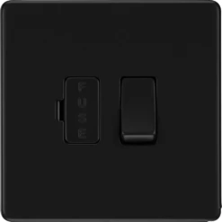 BG Flatplate Screwless Matt Black 13A Switched Spur FFB50