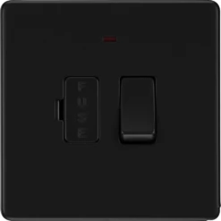 BG Flatplate Screwless Matt Black 13A Switched Spur Neon FFB52