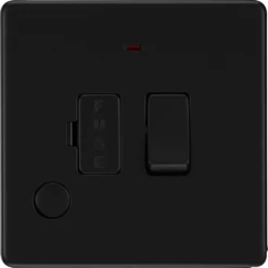 BG Flatplate Screwless Matt Black 13A Switched Spur Neon & Flex FFB53