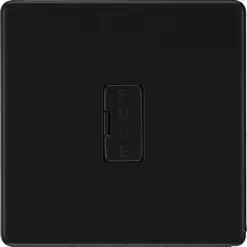 BG Flatplate Screwless Matt Black 13A Unswitched Spur FFB54