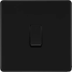 BG Flatplate Screwless Matt Black 1G 2W Light Switch FFB12