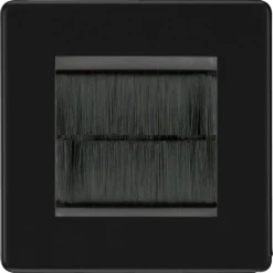 BG Flatplate Screwless Matt Black 2G Cable Brush Outlet FFBEMS2BR