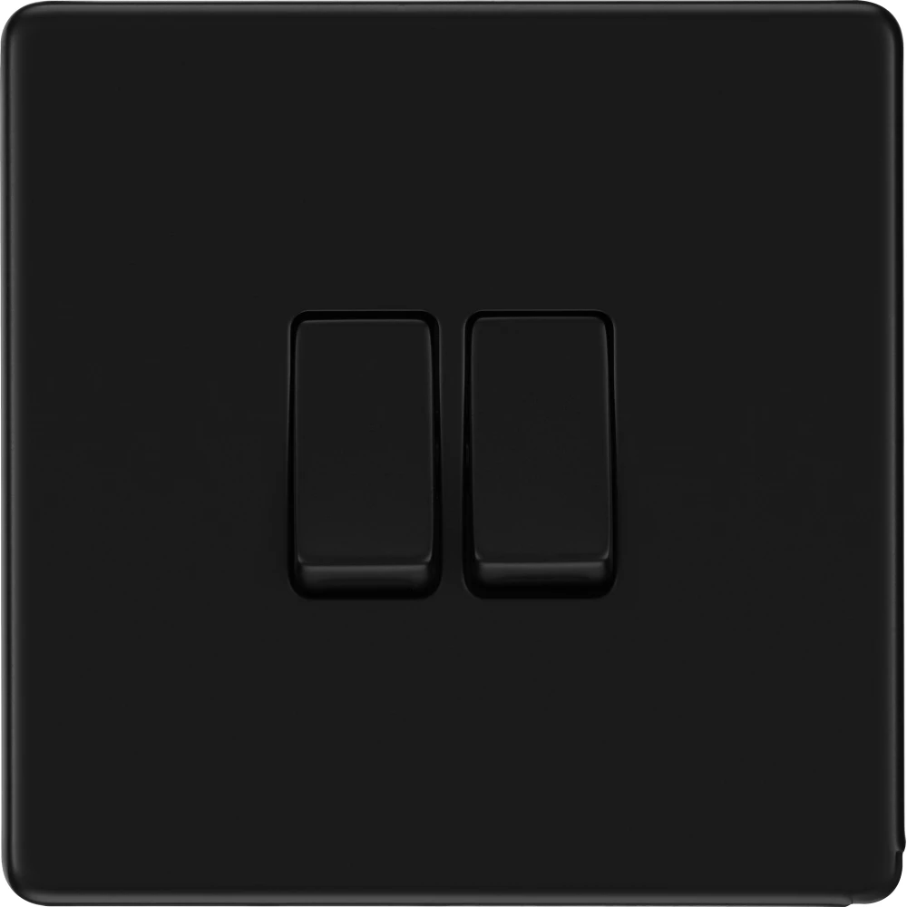BG Flatplate Screwless Matt Black 2W & Intermediate Light Switch FFB2WINT 3 BG Flatplate Screwless Matt Black 2W & Intermediate Light Switch FFB2WINT