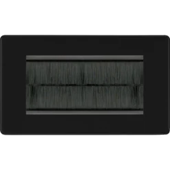 BG Flatplate Screwless Matt Black 4G Cable Brush Outlet FFBEMR4BR