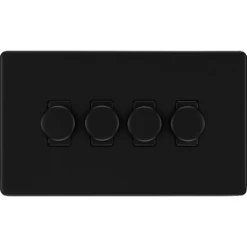 BG Flatplate Screwless Matt Black 4G Dimmer Switch FFB84