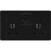 BG Flatplate Screwless Matt Black 13A Double USB Socket With 45W A+C FFB22UAC45B -RS Electrical Supplies BG Flatplate Screwless Matt Black Double A C USB Socket 45W FFB22UAC45B Available from RS Electrical