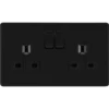 BG Flatplate Screwless Matt Black 13A Double Socket FFB22B -RS Electrical Supplies BG Flatplate Screwless Matt Black Double Socket FFB22B Available from RS Electrical