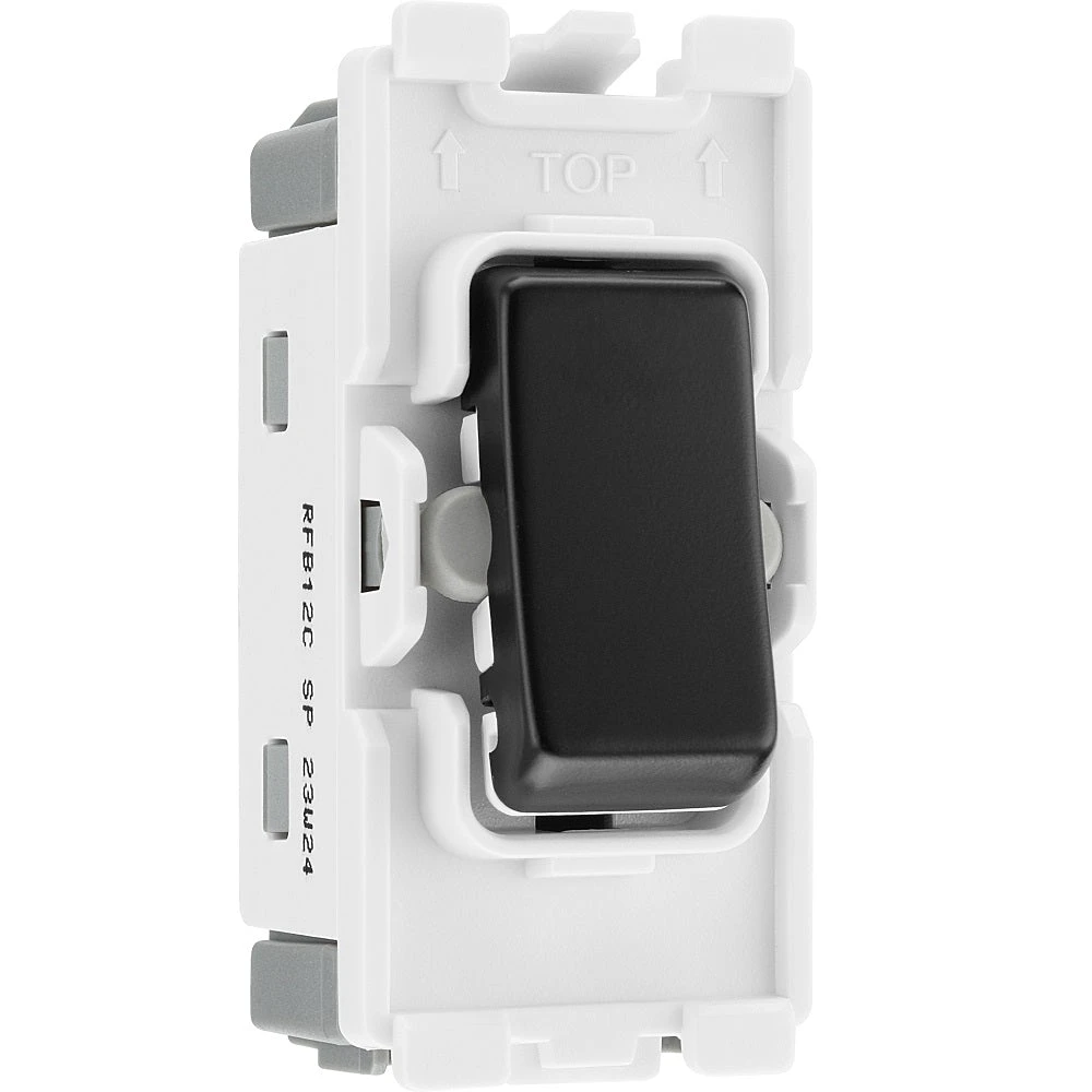 BG Matt Black 20A 2 Way Single Pole Centre Off Grid Switch RFB12C 3 BG Matt Black 20A 2 Way Single Pole Centre Off Grid Switch RFB12C