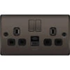 BG Nexus Metal Black Nickel 13A Double USB Socket With 12W A+C Ports NBN22UAC12B -RS Electrical Supplies BG Nexus Metal Black Nickel 13A Double USB Socket with 12W A C Ports NBN22UAC12B Available from RS Electrical Supplies