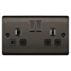 BG Nexus Metal Black Nickel 13A Double Socket NBN22B