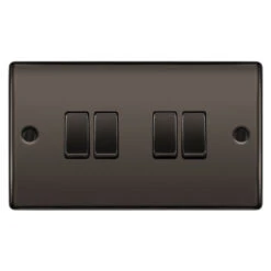 BG Nexus Metal Black Nickel 4G 2W Light Switch NBN44