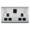 BG Nexus Metal Brushed Steel 13A Double USB Socket With 22W A+C Ports NBS22UAC22B -RS Electrical Supplies BG Nexus Metal Brushed Steel 13A Double USB Socket with 22W A C Ports NBS22UAC22B Available From RS Electrical