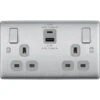 BG Nexus Metal Brushed Steel 13A Double USB Socket With 22W A+C Ports NBS22UAC22G -RS Electrical Supplies BG Nexus Metal Brushed Steel 13A Double USB Socket with 22W A C Ports NBS22UAC22G Available from RS Electrical Supplies