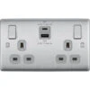 BG Nexus Metal Brushed Steel 13A Double USB Socket With 45W A+C Ports NBS22UAC45G -RS Electrical Supplies BG Nexus Metal Brushed Steel 13A Double USB Socket with 45W A C Ports NBS22UAC45G Available from RS Electrical Supplies