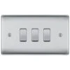 BG Nexus Metal Brushed Steel 3G 2W Light Switch NBS432 -RS Electrical Supplies BG Nexus Metal Brushed Steel 3G Intermediate Combination Switch Available From RS Electrical