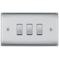 BG Nexus Metal Brushed Steel 3G 2W Light Switch NBS432