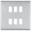 BG Nexus Metal Brushed Steel 6G Grid Plate RNBS6 -RS Electrical Supplies BG Nexus Metal Brushed Steel 6G Grid Plate RNBS6 Available From RS Electrical