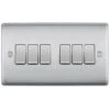 BG Nexus Metal Brushed Steel 6G 2W Light Switch NBS46