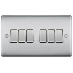 BG Nexus Metal Brushed Steel 6G 2W Light Switch NBS46