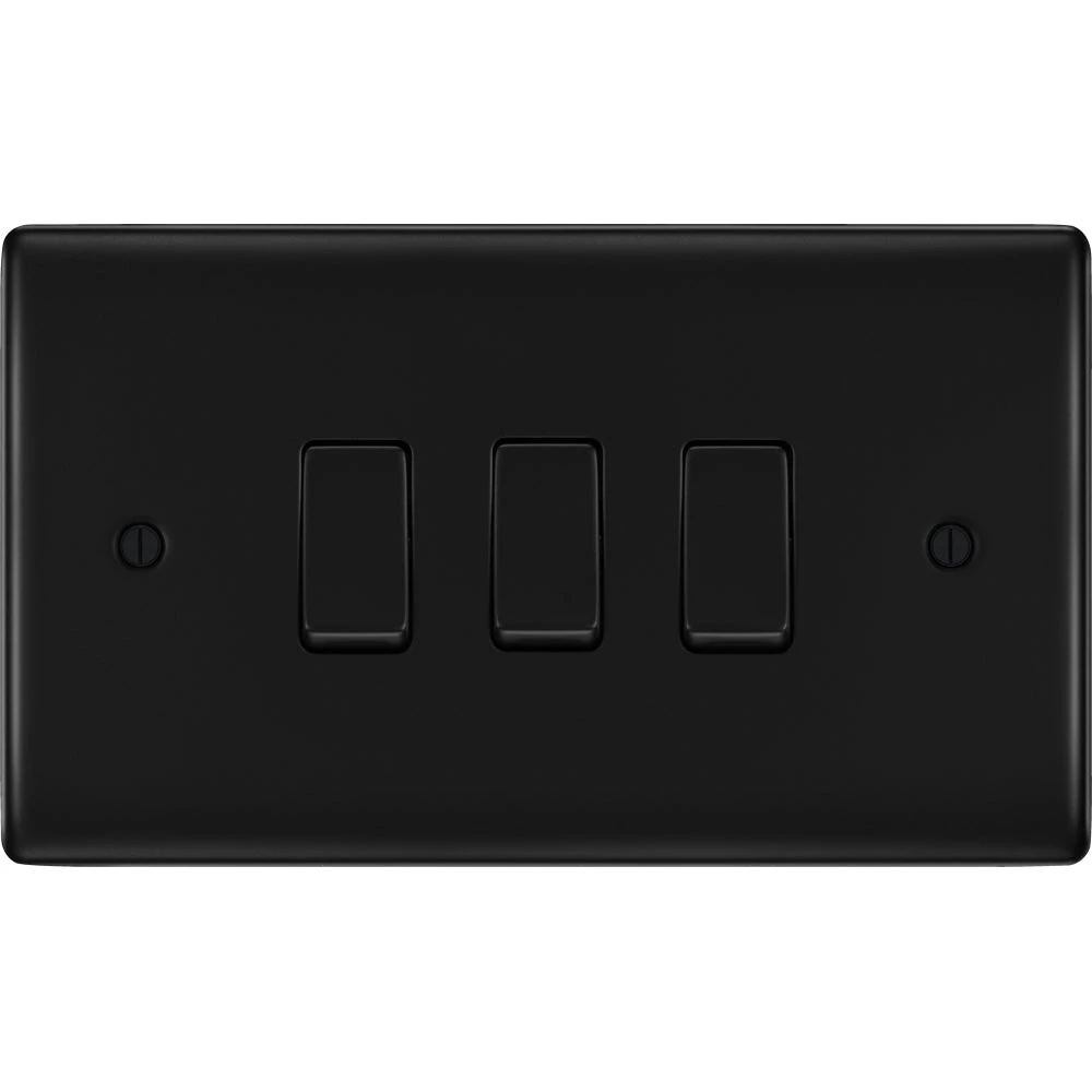 BG Nexus Metal Matt Black 3G 2W Light Switch NFB432 3 BG Nexus Metal Matt Black 3G 2W Light Switch NFB432