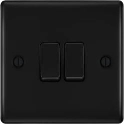 BG Nexus Metal Matt Black 2G 2W Light Switch NFB42