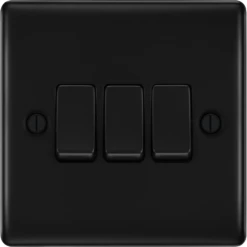 BG Nexus Metal Matt Black 3G 2W Light Switch NFB43