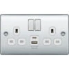 BG Nexus Metal Polished Chrome 13A Double USB Socket With 12W A+C Ports NPC22UAC12W 2 BG Nexus Metal Polished Chrome 13A Double USB Socket With 12W A+C Ports NPC22UAC12W -RS Electrical Supplies BG Nexus Metal Polished Chrome 13A Double USB Socket with 12W A C Ports NPC22UAC12W Available from RS Electrical Supplies
