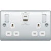 BG Nexus Metal Polished Chrome 13A Double USB Socket With 45W A+C Ports NPC22UAC45W