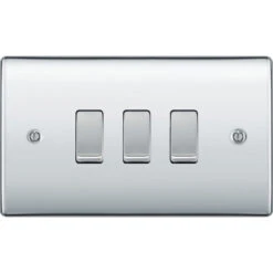 BG Nexus Metal Polished Chrome 3G 2W Light Switch NPC432