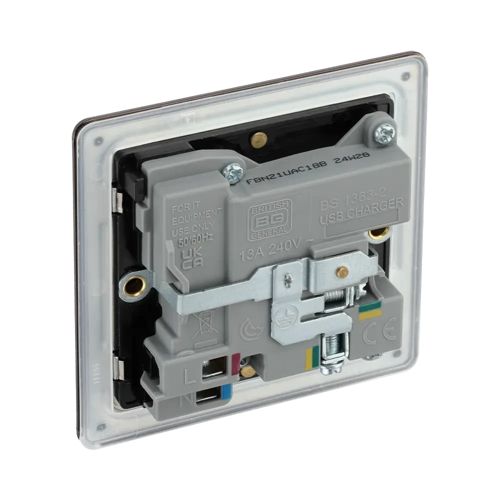 BG Nexus Screwless Black Nickel 13A Single USB A+C Socket FBN21UAC18B 6 BG Nexus Screwless Black Nickel 13A Single USB A+C Socket FBN21UAC18B - Image 4
