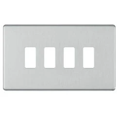 BG Screwless Flat Plate Brushed Steel Grid Plate RFBS4