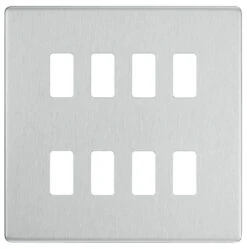 BG Screwless Flat Plate Brushed Steel Grid Plate RFBS8