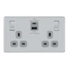 BG Nexus Screwless Polished Chrome 13A Double USB Socket 22W A+C Ports FPC22UAC22G -RS Electrical Supplies BG Nexus Screwless Polished Chrome Double USB Socket with 22W A C FPC22UAC22G Available from RS Electrical