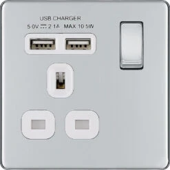 BG Nexus Screwless Polished Chrome 13A Single USB Socket FPC21U2W