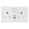 BG White Moulded 13A Double USB Socket With 12W A+C Ports 822UAC12 -RS Electrical Supplies BG White Moulded 13A Double USB Socket with 12W A C Ports 822UAC12 Available from RS Electrical