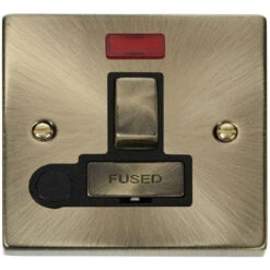 Click Deco Antique Brass 13A Switched Spur With Flex And Neon VPAB552BK