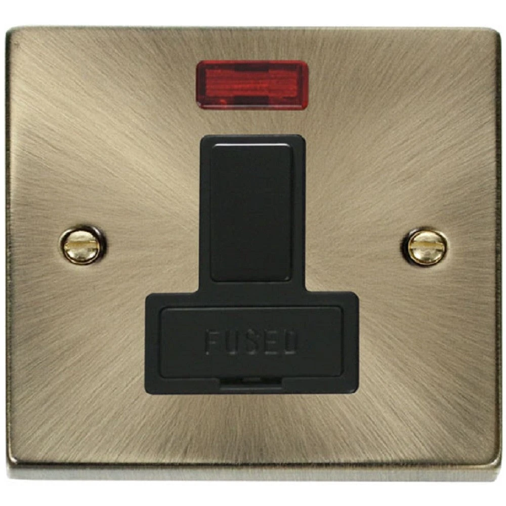 Click Deco Antique Brass 13A Switched Spur With Neon VPAB752BK 3 Click Deco Antique Brass 13A Switched Spur With Neon VPAB752BK