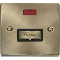 Click Deco Antique Brass 13A Unswitched Spur With Neon VPAB753BK