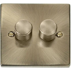 Click Deco Antique Brass 2G LED Dimmer Switch VPAB162
