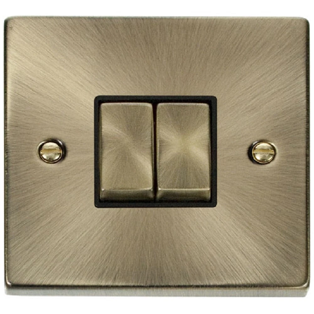 Click Deco Antique Brass 2G Light Switch VPAB412BK 3 Click Deco Antique Brass 2G Light Switch VPAB412BK
