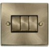 Click Deco Antique Brass 3G Light Switch VPAB413BK