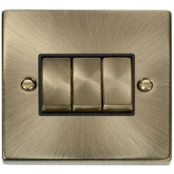Click Deco Antique Brass 3G Light Switch VPAB413BK
