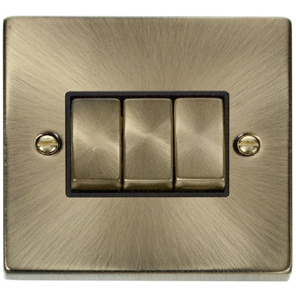 Click Deco Antique Brass 3G Light Switch VPAB413BK 3 Click Deco Antique Brass 3G Light Switch VPAB413BK