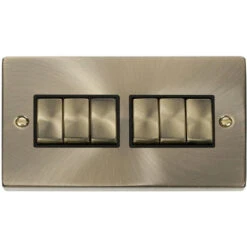 Click Deco Antique Brass 6G Light Switch VPAB416BK