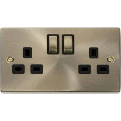 Click Deco Antique Brass 13A Double Socket VPAB536BK