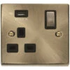 Click Deco Antique Brass 13A Single USB Socket VPAB571UBK -RS Electrical Supplies Click Deco Antique Brass Single USB Socket VPAB571UBK available from RS Electrical Supplies