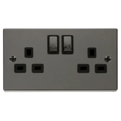 Click Deco Black Nickel 13A Double Socket VPBN536BK