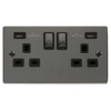 Click Deco Black Nickel 13A Double USB Socket VPBN580BK